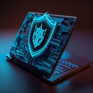 Laptop cybersecurity concept, generative ai